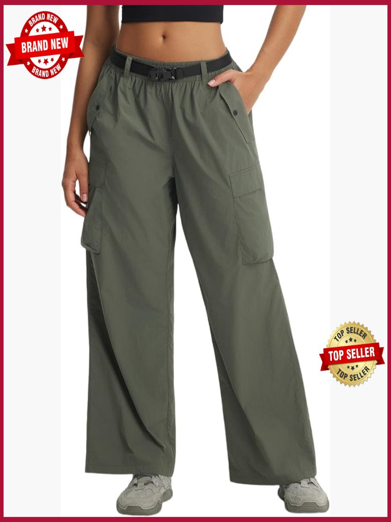 Lightweight Wide Leg Cargo Pants Quick Dry Hiking With 4 Pockets Travel Baggy